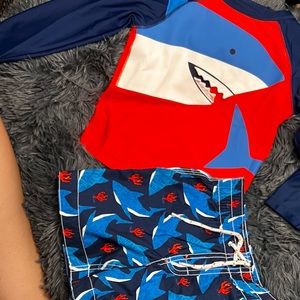 Rash guard and swim trunk set